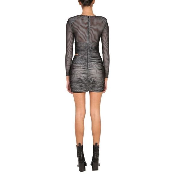 SELF-PORTRAIT DOUBLE MESH MINI DRESS WITH SIDE CUTOUT - Picture 3 of 14
